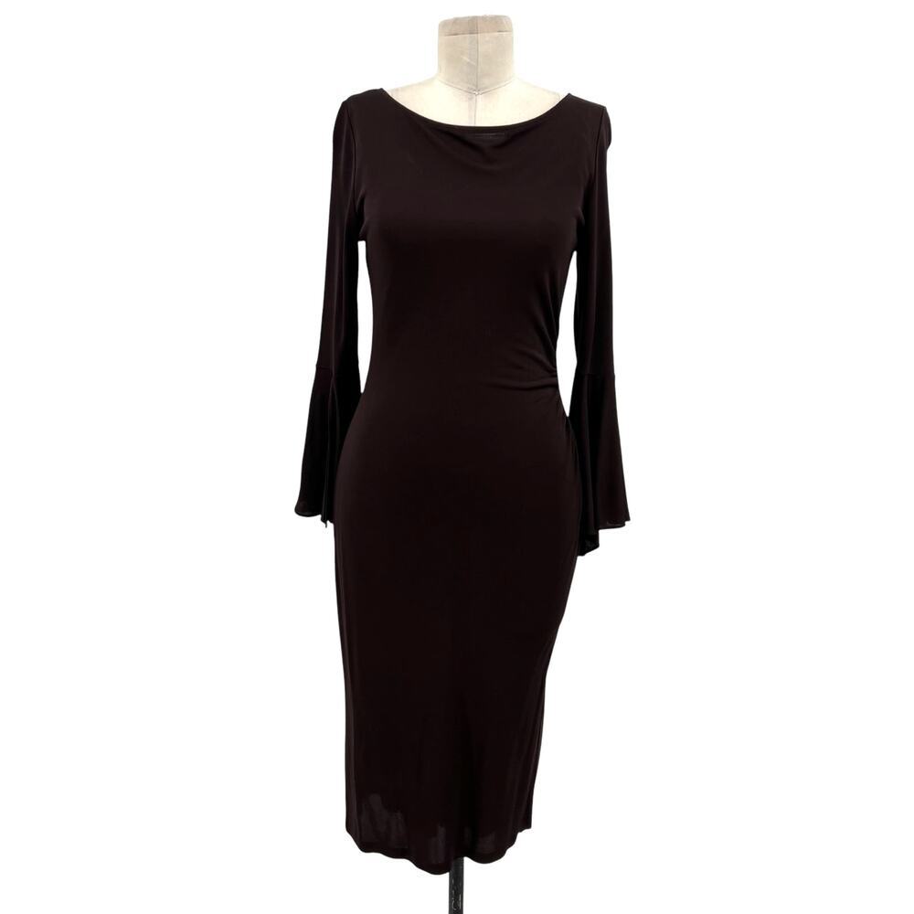 Diane von Furstenberg Vintage Brown Bell Sleeve Sheath‎ Dress Y2K Size 12